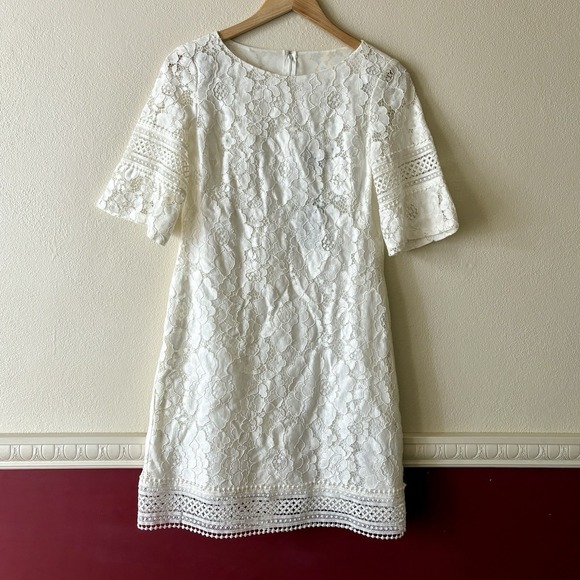 Lauren Ralph Lauren Dresses & Skirts - NEW Lauren Ralph Lauren Cream Ivory Lace‎ Dress Boat Neck Cotton Blend Women's 2